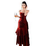 Plataz Summer New Lotus Leaf Side Hanging Dress Birthday Party Dress Dress Holiday Beach Dress