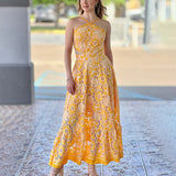 Plataz Babes 2025 New High-End Feeling Hanging Neck Sling Belt Hollow Print Dress In The Female