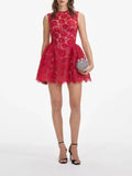 Plataz Dew Flower Mist Sleeveless Skirt Floral Lace Dress 2025 New Female Summer Collar Crooge Ponpong Skirt Dress Dress