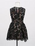 Plataz Dew Flower Mist Sleeveless Skirt Floral Lace Dress 2025 New Female Summer Collar Crooge Ponpong Skirt Dress Dress