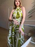 Plataz Summer New Fashion Temperament Round Collar Printing Dress