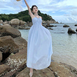 Plataz Neck Sling Dress Women's Summer Chiffon High-End Feel Super Fairy Temperament Seaside Holiday Dress