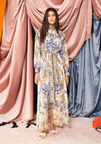 Plataz Famous Wind High-End Printing Small Collar Single Buckle Collar Buckle With Waist Long Dress