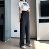 Plataz Suit Pants Women Spring And Autumn New Straight Loose Pendant High Waist Broad Leg Pants Hanging Summer Trousers Thin Trend DJPT