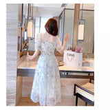 Plataz Tea Break French Ink Painting To Collect Thin Temperament Lady White Chiffon Dress Women's Clothing Mall The Same DJPT