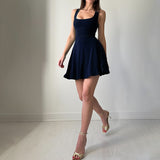 Plataz 2025 New Solid Color Sleeveless Tie With Hip Repair Dress