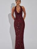 Plataz Trendy Leek Deep V Hanging Neck Ass Skirt Woman 2024 Winter New Sexy Body Micro-Enlightenment Back Long Skirt HZ0628