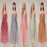 Plataz 2025 Three-Dimensional Flower Lace Perspective Yarn Dress Dress Dress Dress Dress Woman
