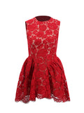 Plataz Dew Flower Mist Sleeveless Skirt Floral Lace Dress 2025 New Female Summer Collar Crooge Ponpong Skirt Dress Dress