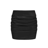 Plataz Set Club Shop Sexy Hanging Neck Collar With Short Top + Folded Pocket Hip Skirt Skirt