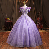 Plataz Solo Performance Suit 2025 New One-Word Shoulder Vocal Art Canopy Skirt Presided Over Purple Evening Dress Girl Spring