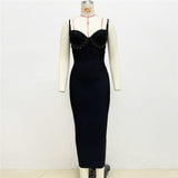 Plataz Sexy V-Neck Nail Beaded Diamond Sling Banding Dress Dress For The Party Party