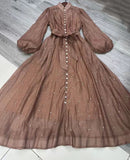 Plataz Early Spring Luxury Diamond Collar Lantern Sleeve Single Buckle Temperament Dress Dress Dress
