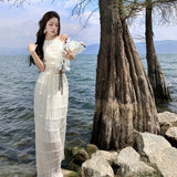 Plataz Dress Niche Design Hanging Neck Sling Sling Vest Holiday Wrinkled Half-Dress Suit