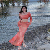 Plataz New Beach Beach Skirt Dizzy Blouse Dress Body-Buttered Hip Skirt Set Holiday Dress