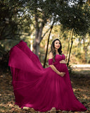 Plataz Women's Silk Cotton With Chiffon Pregnant Women Floating Tail Fluttering Sleeves Of The Dress Photo Dress 1209 Maternity