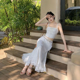 Plataz Sling Dress 2024 Summer New High-Rise Thin Holiday Dress Two-Set