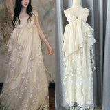 Plataz New V-Neck High-End Sling Dress Retro Niche Dress Wedding Morning Dress