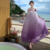 Plataz Holiday Purple Sling Dress Women's Summer 2025 New Loose Thin Gentle Temperament Fairy Dress
