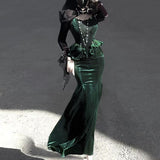 Plataz Teased Original Dark Forest Lolita Girl Lolita Top Fishtail Dress Daily Cute Set 7178