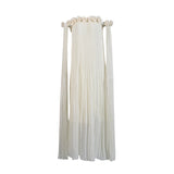 Plataz 2025 New One-Word Three-Dimensional Flowers Splicing Shoulder Sexy Long Folding Long Folded Skirt Woman