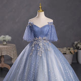 Plataz Gray-Blue Temperament Beautiful Solo Performance Costume Student Vocal Art Canopopy Skirt Annual Meeting Host Evening Dress