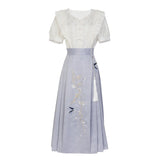 Plataz Design Jade Words Hanfu Women Chinese Style Daily Improvement Han Element Half Dress Set 6804