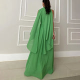 Plataz 2024 Summer Neck Chiffon Dress Light Luxury Sexy Shawl Dress