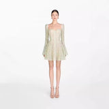 Plataz 2025 Fang Tangsu Strap Horn Sleeve A-Sided Lace Embroidery Skirt