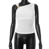 Plataz Women's Summer New Sexy Simple Solid Color Tightness Side Long Vest Woman DJPT