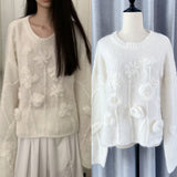 Plataz Lazy Wind Hooked Knitted Sweater Gentle Round Collar Collar Blouse 2024 Autumn And Winter New