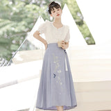 Plataz Design Jade Words Hanfu Women Chinese Style Daily Improvement Han Element Half Dress Set 6804