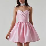Plataz New Women's Dress Folded Slings With Dress Sexy Temperament Diamond Skirt