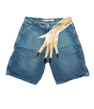 Plataz Hip-Hop Trend Pattern Print Denim Shorts Men's High Street Trendy Couple Casual Five-Point Pants DJPT