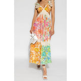 Plataz Women's New V-Neck Waist Thin Long A-Character Printed Dress HZ0628