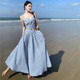 Plataz Holiday Lattice Sling Vest Women's New High-Rise Half-Dress Set In Summer Two Sets