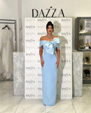 Plataz Blue Word Shoulder Banding Dress Dubai Elegant Famous French Evening Dress HZ0628