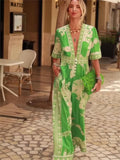 Plataz 2024 New Fashion Women's Printed Jumpsuit V-Neck Short-Sleeved Woman