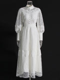 Plataz Vintage Court Dresses Spring 2025 New Embroidered Lace Slim Solid Colored Dresses