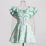 Plataz Bohemian Short Dress 2025 Spring New Word Collar Leaves Embroidered Hollow Dress Woman