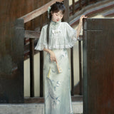 Plataz Empty Mountain New Rain Hanfu Women's Chinese Style To Improve The Daily Chinese Elements Cheongsam Dress Set 8689