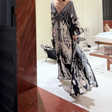 Plataz New Elegant V-Neck Print Blouse Dress