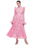 Plataz Of Australian Niche Brand Hollow Lace Trumpet Sleeve Goddess Temperament Long Dress Autumn