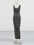 Plataz Hottie Bag Hip Dress 2025 Summer New U Collared Back With Diamond Lady Hanging Dress Dress