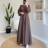 Plataz 2024 New Relaxed Relaxed And Gentle Commuter Solid Colored Long Sleeve Dress