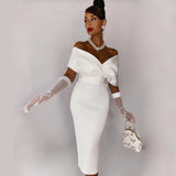 Plataz Summer New V-Neckless Banded Dress Sexy Elegant Evening Dress Party Tight Dress