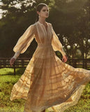 Plataz Temperament Lace Dress 2025 Autumn Gentle Wind Heavy Industry Lace Splicing Wide Swing Dress Dress Dress