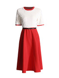 Plataz Elegant Wind 2025 Summer New Heavy Industry Embroidery Beads Design Fake Two Waist Dress Dress Dress