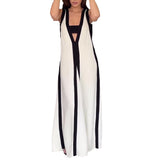 Plataz Women's Summer Sexy V-Neck Wide Shoulder Collsion Casual Dress