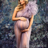 Plataz Take A Picture With A Net Yarn Dress Pregnant Women's Shoulderless Sleeve-Free Dress Halloween Styling Maternity